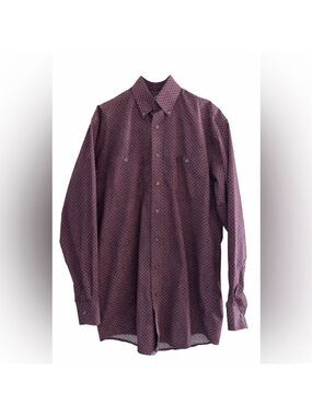 Western Rodeo Print Button Down Shirt George Strait Wrangler Cowboy Ranchwear M